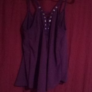 Purple lace up tank